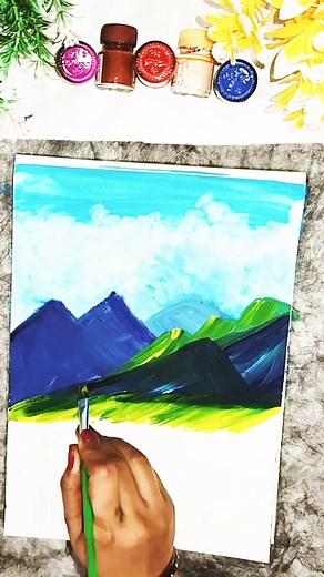 easiest mountain 🏔️ painting 🖌️ #mountains #painting ‪@Stressreliefactivity‬