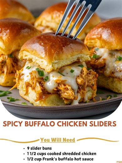 8K views · 50 reactions | Spicy  Buffalo Chicken Sliders Ingredients 9 pack slider buns 1 1/2 cups shredded chicken 1/2 cup Franks buffalo hot sauce 2 Tbsp ranch dressing ..... Full Recipe in Coʍmеոτ   | Grandma's Recipes | Facebook