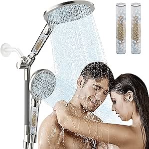 HANLIAN Filtration Shower Heads with Handheld Spray Combo, High Pressure Rainfall Shower Head with Handheld Combo, Filtered Dual Shower Head with Hand Held, Double Shower Heads (Brushed Nickel)