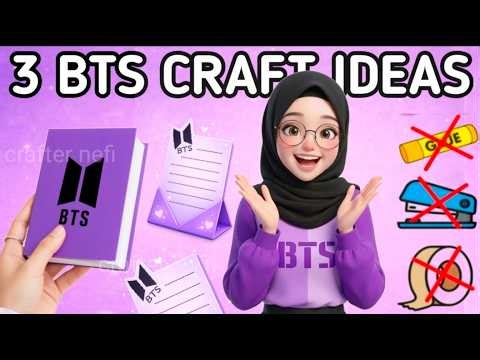 DIY BTS Mini Notebook 💜 | No Glue No Tape | 3 Easy School Crafts