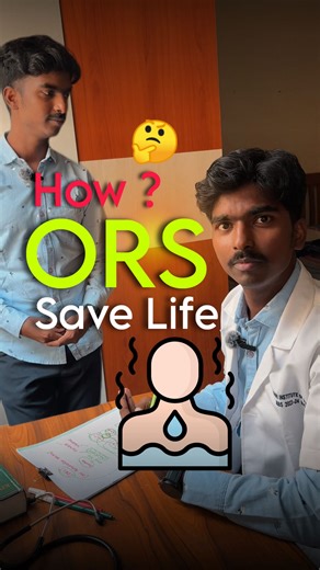 Pradeep Tare | Med Creator on Instagram: "How ORS Saves Life 🩺🥼❤️‍🩹 Dehydration in diarrhoea isn’t just water loss — it’s loss of Nat, Cl-, K+ & HCOs, leading to weakness, shock & even acidosis That’s where ORS comes in as a lifesaver ORS Mechanism: ORS uses the glucose-sodium co-transport mechanism → when glucose enters the intestine, sodium follows... and water follows both! Result? Rapid rehydration, correction of electrolytes & prevention of acidosis. ORS Composition: • Glucose - 13.5 g •