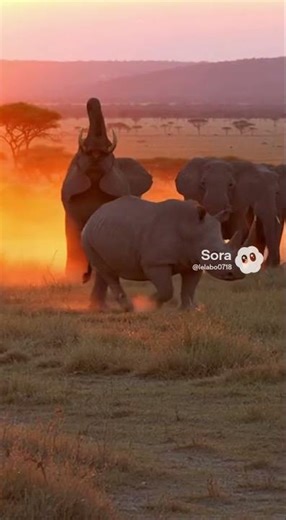 Elephants Stand Their Ground Against Rhinos!