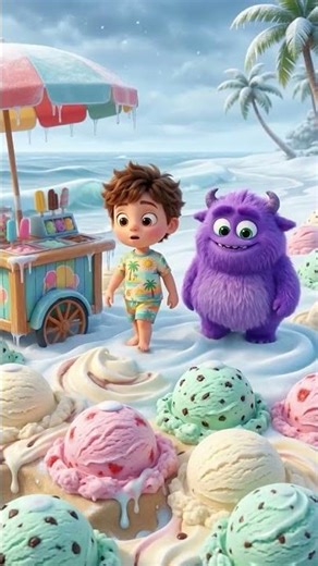 Ice Cream Tsunami Chaos 😱 Fuzzy’s Beach Turns Into Sweet Disaster! #3danimation #cartoonshorts