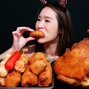 4K reactions · 83 shares | Let's eat Filipino Street Food! Super crunchy Crispy Pata, Lumpia Spring Rolls, Lobster Balls & Fish Balls! Bought it from Toto's Grill! Very delicious! What's your favorite Pinoy street food? #mukbang #streetfood #filipino | Peggie Neo | Facebook