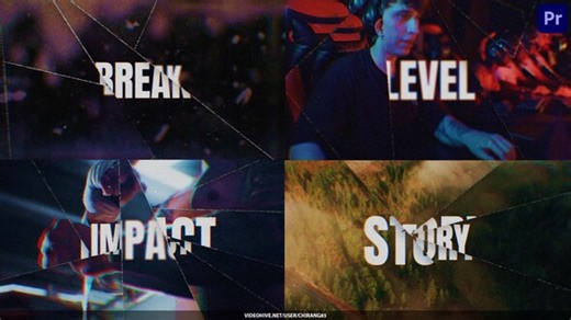 Action Shattered Glass Trailer Opener Premiere Pro MOGRT