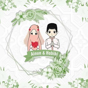 Gratis Power Point Template Undangan Digital Pernikahan AINUN dan HABIBI-Tema Green Flower
