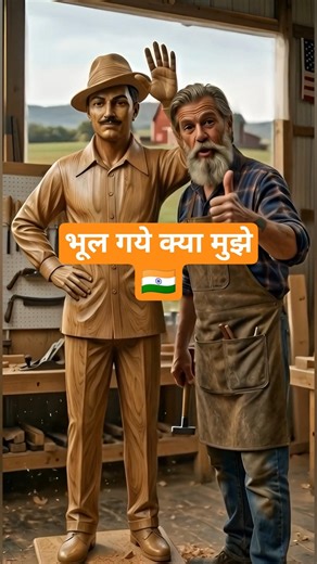 Bhagat Singh Wooden Statue Making Process ✨ | Handmade Art #Shorts