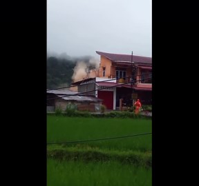 House collapse during flash flood in Padang, West Sumatra, Indonesia