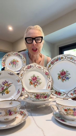 German porcelain. Recognize Dresden dishes from the colors and patterns of the china. #germanporcelain @rosenthal_porcelain ##dresden #dresdenplate #germandishes #porcelain #antiques #vintage #historybuff #lovetolearn #grandmillennial #tabletop #tablesettings #entertain #consignmentboutique #knowwhatyoubuy #crazyfordishes #homedecor | Freighthouse Design and Consign