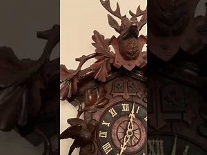 Large antique cuckoo quail clock