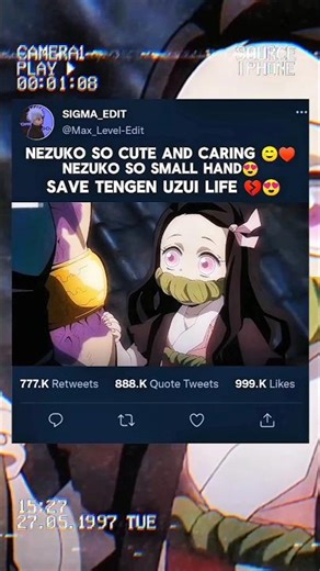Nezuko Save Tengen Uzui Life 😍 Nezuko [ Small Hand ] #nezuko#tanjiro#ytshorts#foryou#demonslayer