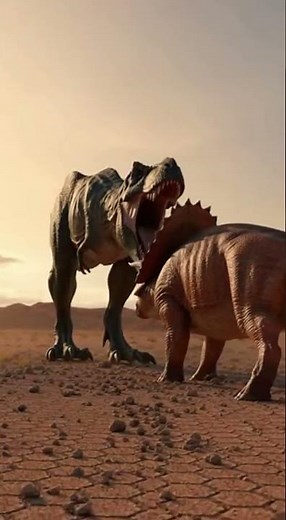 T-Rex vs Triceratops Epic Showdown! #DinoBattle #CretaceousFight #PrehistoricPower