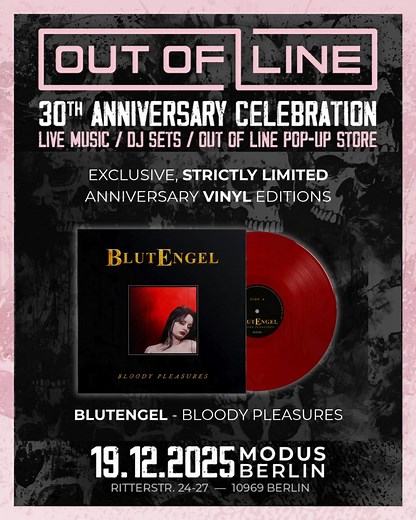 30 Years Out Of Line 🔥🍾 On December 19th, we will celebrate 30 Years Out Of Line with YOU! An intimate family gathering where we'll be serving up the finest selection of the Out Of Line Sound across 2 floors: >> Live Shows from Hocico, Solitary Experiments, Abbie Falls & Hand of Juno >> DJ Sets by Hyro The Hero, Mintage, Neill (Erdling), DJ Dirk Steyer (Accessory) & friends of the label TICKETS: https://outofline.tix.to/30Anniversary But this night is more than just a concert or party...we've