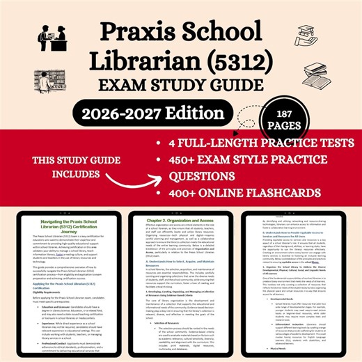 Praxis School Librarian 5312 Exam 2026 | Praxis 5312 Study Guide | 5312 Exam Prep | Praxis School Librarian 5312 Study Guide | Praxis Exam - Etsy Canada