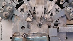 Robotic automatic machine making steel metal parts tools for equipment, metallic part tool manufacturing line machinery production factory