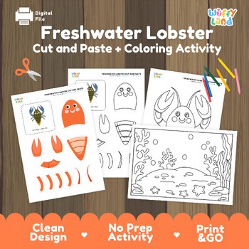 Freshwater Lobster Cut and Paste Activity | Crustacean Anatomy & Coloring Page