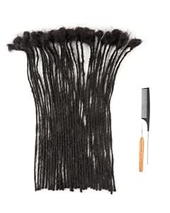 0.2cm Width 6 Inch 100 Strands 100% Human Hair Dreadlock Extensions for Men Women Kids Full Handmade Human Hair Loc Extensions Permanent Dread Extensions with Needle and Comb