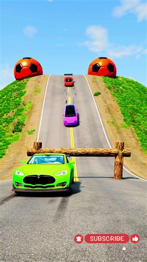 Extreme Tesla Stunt Challenge! 😱 #shorts #beamng #cars #beamngdrive