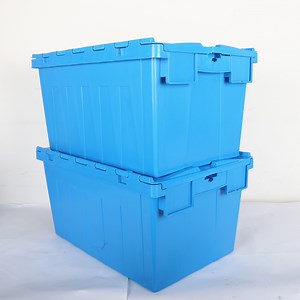 [Hot Item] Blue Large Duty Plastic Container Box with Hinged Lid