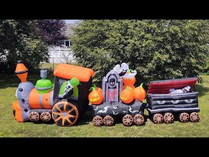 Gemmy 2019 Airblown Inflatable 17.5ft Animated Halloween Train (Remake) Unboxing and Review