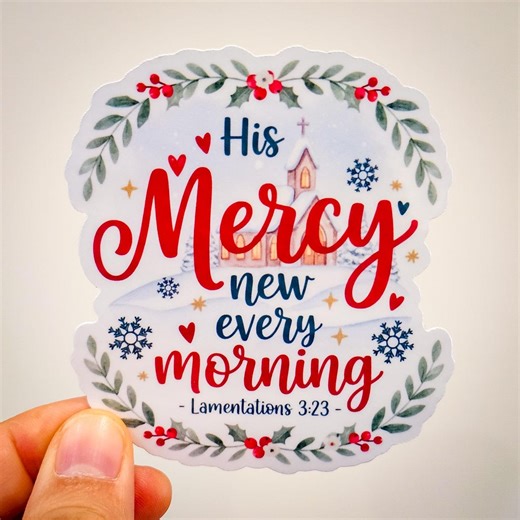 Christmas Sticker, Lamentations 3:23 Vinyl Sticker - Waterproof Christian Decal - Etsy