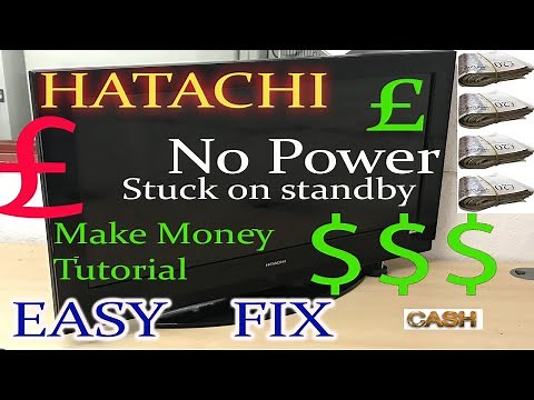 Hitachi tv stuck on standby - power supply easy fix - 42LDF30UA MAKE MONEY TUTORIAL