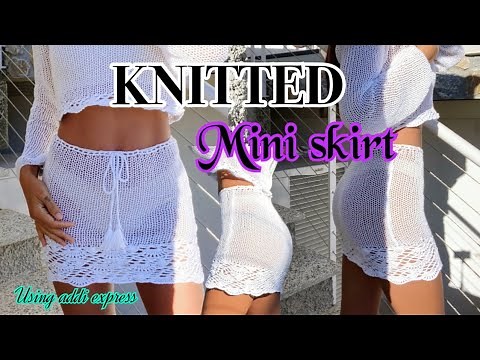 Knitted skirt with crochet lace details #miniskirt #knitskirt #laceskirt