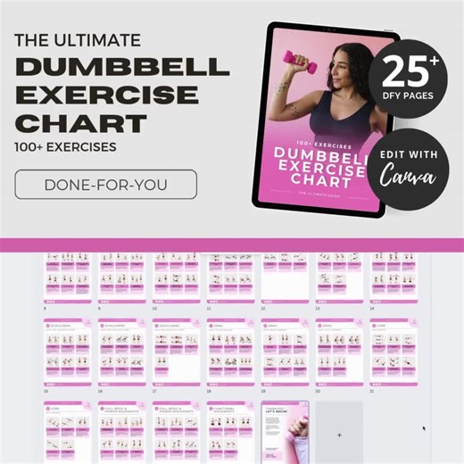 Dumbbell Workout Chart, Exercise Chart, Exercise Instructions, Exercise Poster, Exercise Illustrations, Workout Plan, Canva Template DFY - Etsy