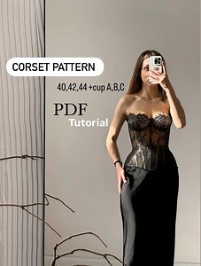 Corset Sewing Pattern, Lace Waist Corset Tutorial, Corset Patterns, PDF Long Lace Corset Pattern With Cups, Transparent Corset Guide Pattern - Etsy Australia