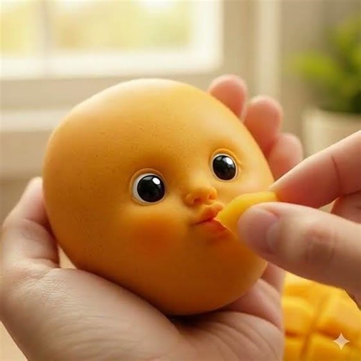 Cute Mango Baby Face 🥭 | Hyper Realistic Macro Food #Shorts
