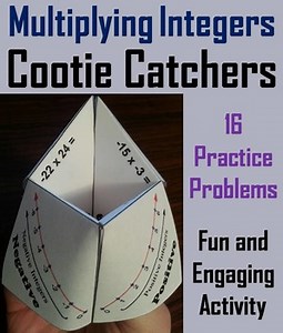 Multiplying Integers Activity 6th 7th 8th Grade (Cootie Catcher Review Game)