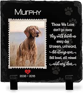 Pet Memorial Stone with Photo - 12"x12" - 6 Designs - Pet Grave Marker - Pet Headstone | Dog Memorial Stone - Garden Memorial Stones - Personalized Memorial | Waterproof - Outdoor & Indoor #5