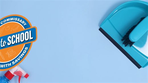 From mini messes to laundry loads, your Commissary has the college cleaning must-haves! 🛒🎒🍇 Keep dorm life clean & fresh. Smart. Simple. Affordable. https://shop.commissaries.com/back-to-school | Defense Commissary Agency