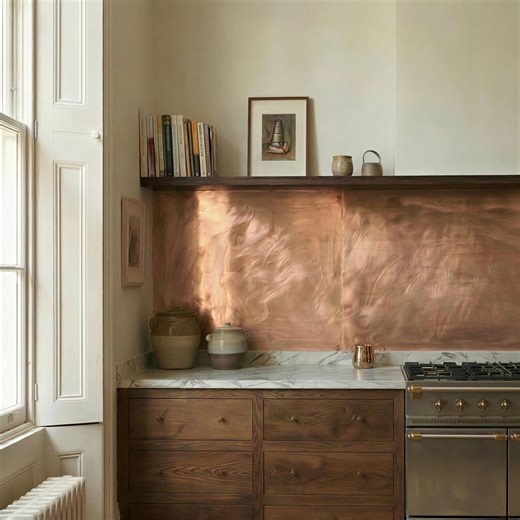 Custom Solid Brushed Copper Backsplash – Handcrafted Kitchen & Bar Wall Panel (rose Feather) - Etsy