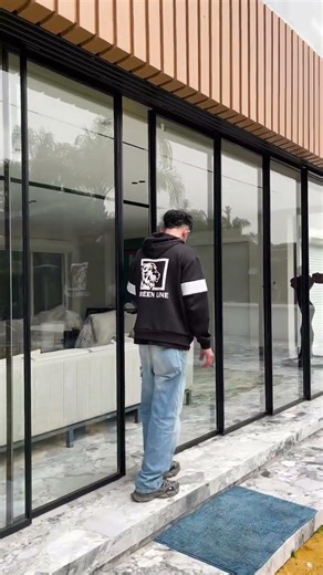 Panoramic Multi Sliding Glass System | Seamless Slim Frame Facade – Green Line ✨