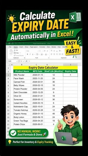 Stop Calculating Expiry Dates Manually! Do This 💻🔥 #shorts #excel