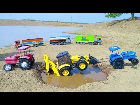 VOLVO Tipper Dump JCB 3DX Super TATA Tipper Accident Pulling Mahindra Eicher Tractor JCB 3DX ? CSToy