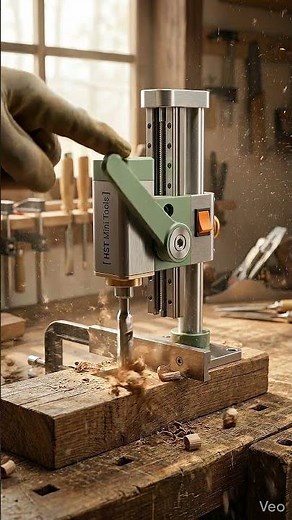 Thumb Sized Mortising Machine Cutting Real Wood!