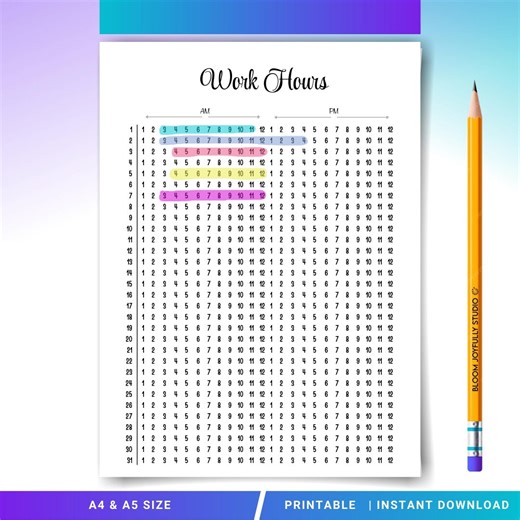 Work Hours Tracker - Work Hours Log - Track Hours and Overtime - Work Time Schedule - PRINTABLE Time Log - Monthly Work Time - A4/A5 - Etsy Canada