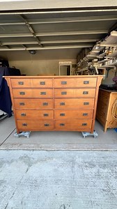 80s mission-style dressers can absolutely be made modern and beautiful with just a few smart updates! I started by removing the “wings,” trimming the top, and adding clean edge banding for a more streamlined look. Then I filled all the old hardware holes with Bondo and drilled new ones using my hardware jig to match the updated style. After a thorough scuff sand and prep, it was time for primer, paint, topcoat, new hardware, and fresh drawer liners. Now this once dated 80s piece is a total shows