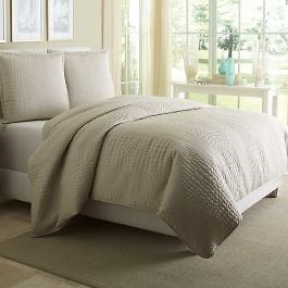 AICO Michael Amini Dash 3pc Queen Coverlet/Duvet Set, Natural (Promo)