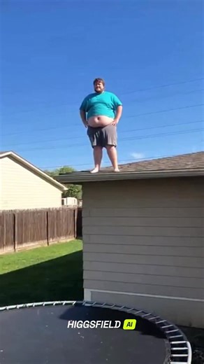 When confidence meets gravity. This guy thought it’d be epic to jump from his house roof onto a trampoline — and back. Well… he made it back all right — straight through the roof. His friends are laughing, his dad is about to file for disownment. 🏠 #trampoline #fail #stupid #funny #shit #no #roofjump #jump #funnyvideo #epicfail #crazy #haha | The.worldai