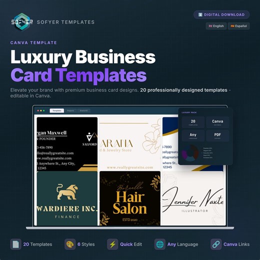 Luxury Business Card Templates Canva | Gold Foil Elegant Design (digital Download) - Etsy