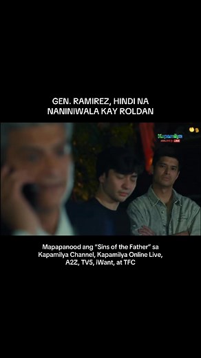 Wala ng tiwala si Tanda sa magkapatid na Rivera 😬 Hindi pinaniwalaan ni Gen. Diego Ramirez (#TirsoCruzIII) ang sinabi ni Roldan (#JokoDiaz) na si Samuel (Gerald Anderson) at hindi si Jacob (#JCDeVera) ang nasa likod ng pagsabog. Mapapanood ang #SinsOfTheFather sa Kapamilya Channel, Kapamilya Online Live, A2Z, TV5, iWant, at TFC. | ABS-CBN PR