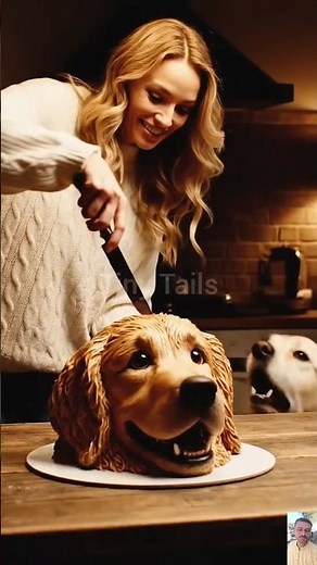 The dog keeps barking, guarding the cake like it’s real. #dogscorner #shortvideo