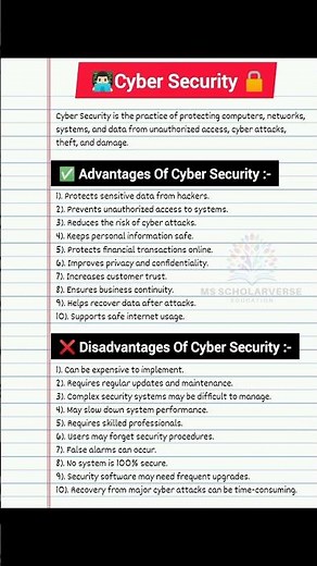 🔥 Cyber Security: ✨Definition, ✅Advantages & ❌Disadvantages Explained 🚀#Shorts
