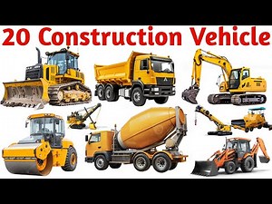 निर्माण वाहनों के नाम सीखें | 20 Construction Vehicle Names in English for Kids Vocabulary Learning