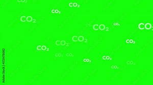 CO2 Gas Emission Animation on Green Screen Background