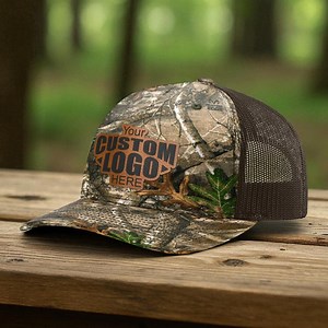 Leather Patch Trucker Hat: Realtree Camo Style (personalized Logo) - Etsy