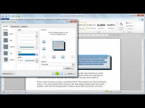 Microsoft Word 2010 Paragraph formatting Borders and shading - Tutorial 15